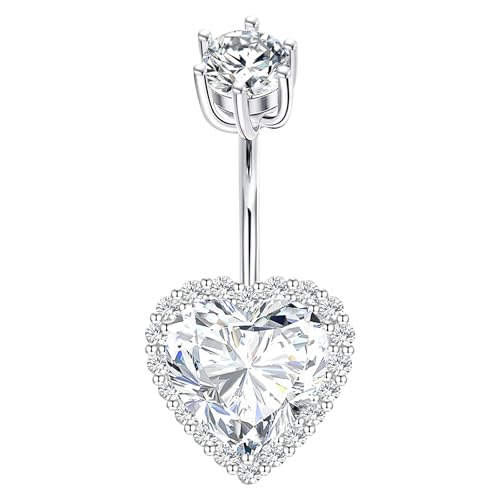 AceFun Bauchnabelpiercing Echt Silber 925 Sterling 14G 12MM nabelpiercing Zierliches Silber Bauchnabel piercing für Frauen Nettes Herz Bauchpiercing Schmuck von AceFun