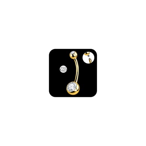 AceFun Bauchnabelpiercing Titan,16mm Threaded Bauchnabel piercing Ringe Gold mit 5A CZ 14G Bauch Piercings Schmuck Solid G23 Nabelpiercing Ringe Schmuck für Frauen Männer von AceFun