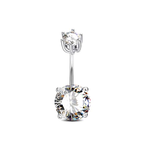 AceFun Bauchnabelpiercing echt silber,10mm Big CZ Bananabells S925 Bauch Nabelpiercing Körper Piercing Schmuck für Frauen Bauchnabel Nabel Ringe Körper Piercing Schmuck für sie von AceFun