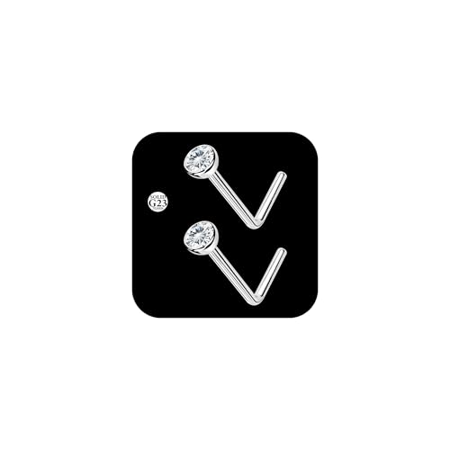 AceFun G23 Nasenpiercing Titan Silber L Form Nase Piercing Stud Nasenring für Frauen 20g Titan Nasenpiercings 3mm CZ l geformt nostril piercing Diamond Nase Piercing Stud für Frauen Männer von AceFun