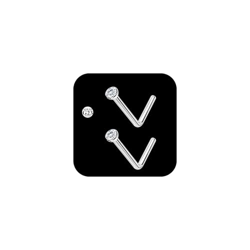 AceFun G23 Nasenpiercing Titan Silber L Form nostril piercing Stud Nose Ring für Frauen 20g Titan Nasenpiercings 1.5mm CZ l Form Nase Diamond stecker piercing Stud für Frauen Männer von AceFun