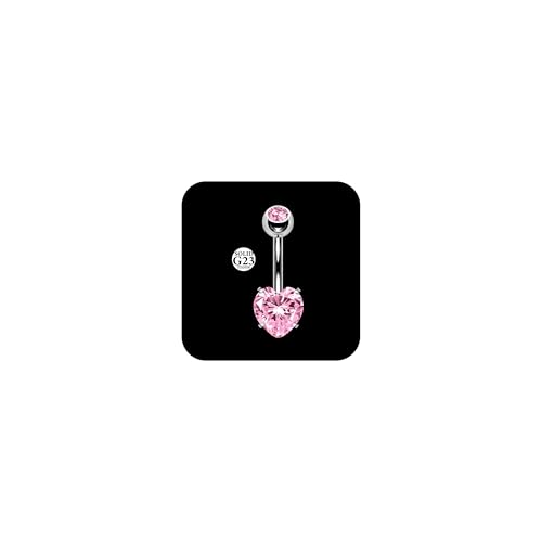 AceFun Herz Bauchnabel Piercing 8mm 1 Stück 14G Titan Bauchnabel Piercing Schmuck Rosa Cubic Zirkonia Cute Heart Shaped Belly Button Piercing Stud für Frauen von AceFun