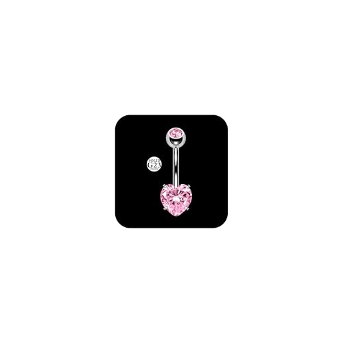 AceFun Herz Bauchnabelpiercing 10mm 1 Stück 14G Titan Bauchnabelpiercing Schmuck Rosa Cubic Zirkonia Cute Heart Shaped Belly Button Piercing Stud für Frauen von AceFun