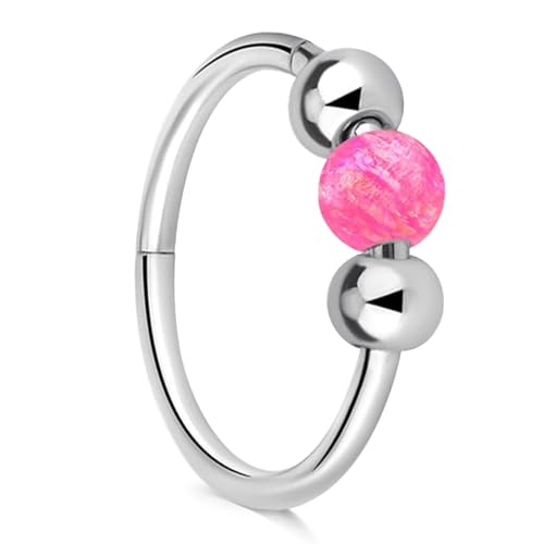 AceFun Nasenpiercing Ring Creolen Opal Nasenpiercings Schmuck Edelstahl Silber Septum Hoop 10mm Nasenring für Frauen 18G Scharnier Helix Rook Conch Knorpel Daith Tragus Ohrring von AceFun