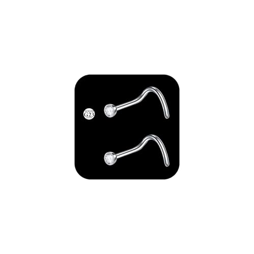 AceFun Nasenpiercing Titan 20G Korkenzieher Bolzen CZ Nasen piercings für Frauen Männer 1.5mm Stücke gebogene G23 Stahl 2 Stücke Kristalle Schraube nasen piercing stecker 20 Gauge von AceFun