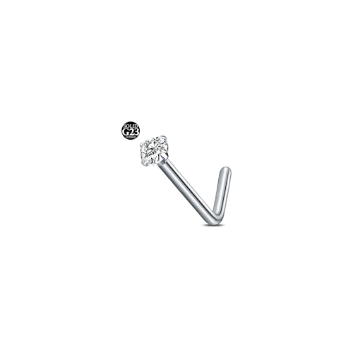 Nasenpiercing Titan für Frauen Männer 1.5 mm Diamant L förmige Nase Stud 1 Stück G23 Titan Stahl Nase Piercing Stud Nostril Piercing Schmuck mit 1.5 mm kubischer Zirkoniumdioxid von AceFun
