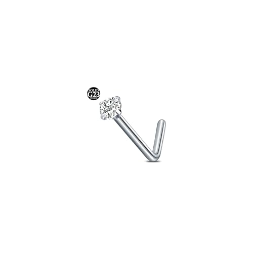 Nasenpiercing Titan für Frauen Männer 2mm Diamant L förmige Nase Stud 1 Stück G23 Titanium Stahl Nase Piercing Stud Nostril Piercing Schmuck mit kubischem Zirkonoxid von AceFun