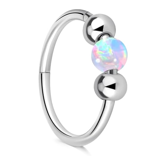 AceFun Nasenringe Creolen Opal Nasenpiercing Schmuck aus Edelstahl Silber Septum Hoop 10mm Nasenring für Frauen 18G Scharnier Helix Rook Conch Knorpel Daith Tragus Ohrring von AceFun