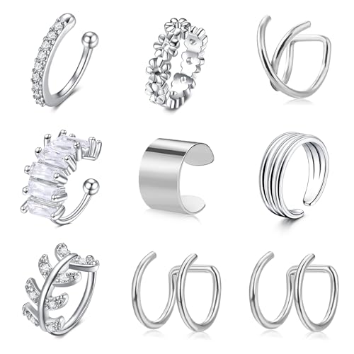 AceFun Ohrmanschette Ear Cuff für Damen, Ohrmanschette Fake Ohrring Wrap Clip Crawler Kette Frauen Diamant Fakepircings Ohr Knorpel Piercings von AceFun
