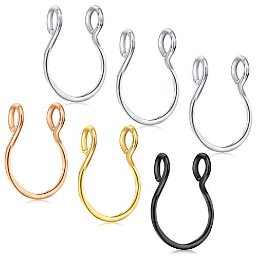 AceFun nasenpiercing Ring Fake 20G Cartilage Nasen Septum Hoop Chirurgenstahl Fake Lippenpiercing Nasenpiercing Moon Body Piercing Schmuck 6st für Frauen Männer von AceFun