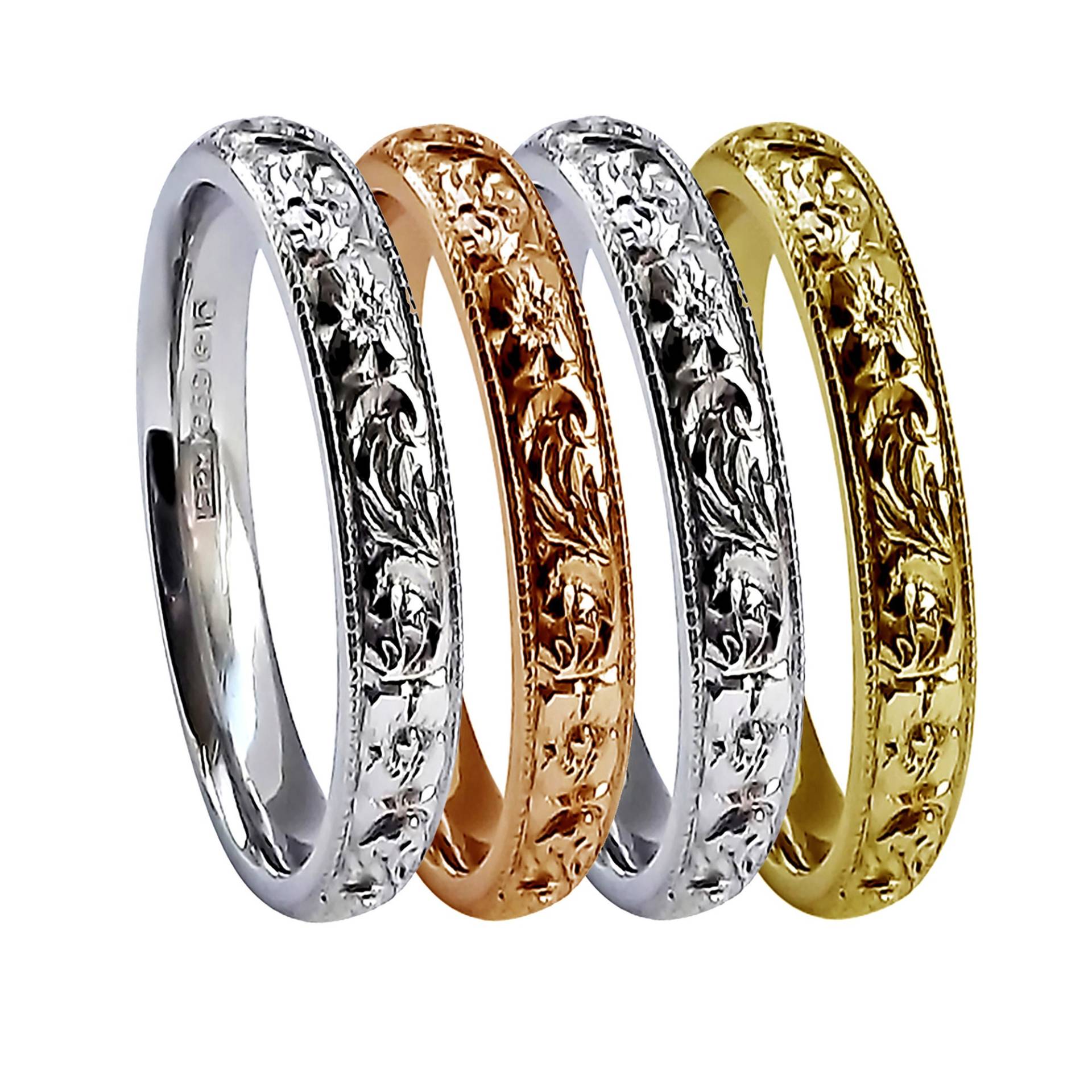 3 Mm Verlobungsring Im Vintage-stil Mit Blumen Und Schnörkel Nach Maß. Voll U.k. Hallmarked. 925 Silber, Gold Oder 950 Platin 3 Mm Verlobungsring Im Vintage-stil Mit Blumen Und Schnörkel Nach Maß. Voll U.k. Hallmarked. 925 Silber, Gold Oder 950 Platin von AceJewelleryOfYork