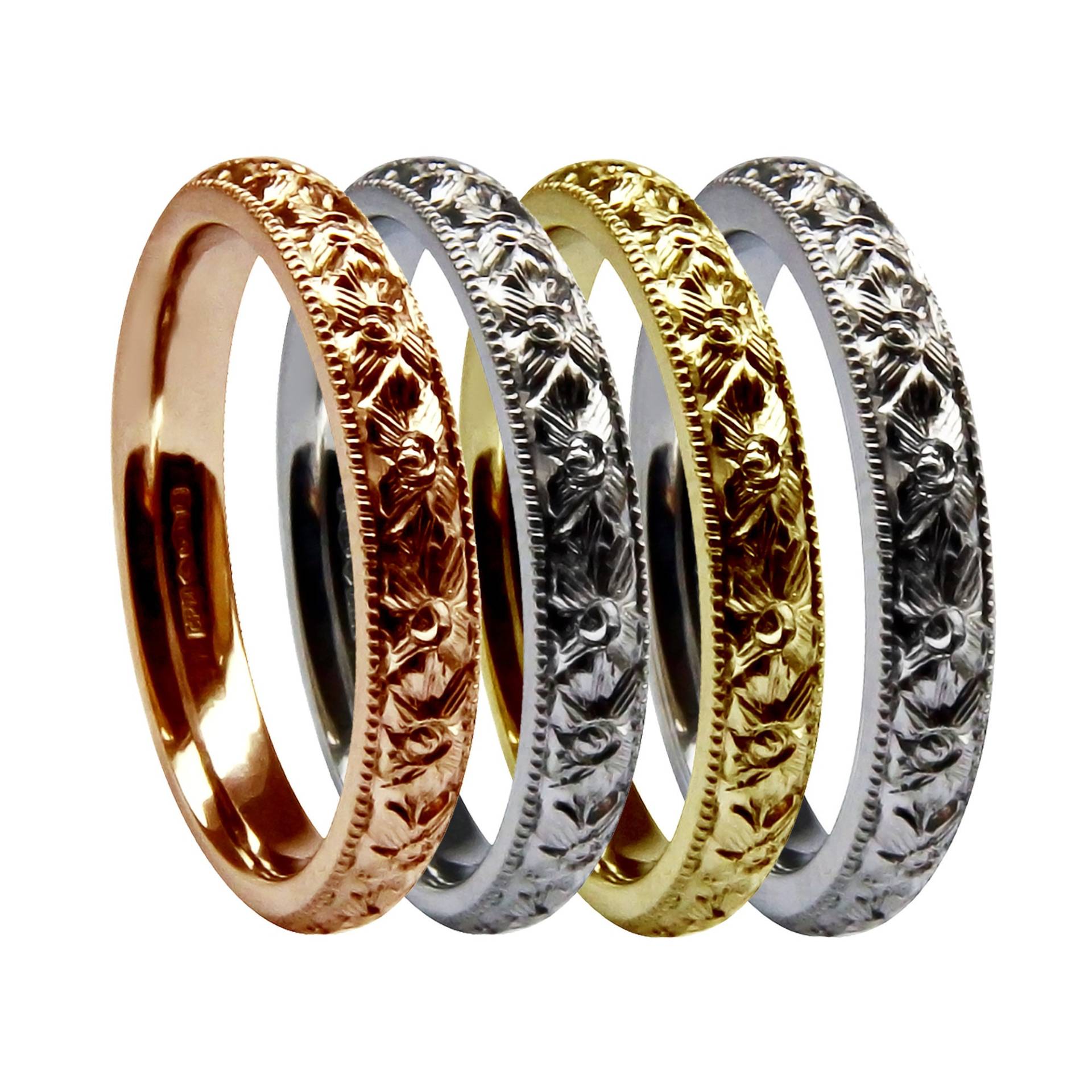 Hochzeitsring - Orangenblüte Graviert, Vintage-stil, Uk-Signatur von AceJewelleryOfYork