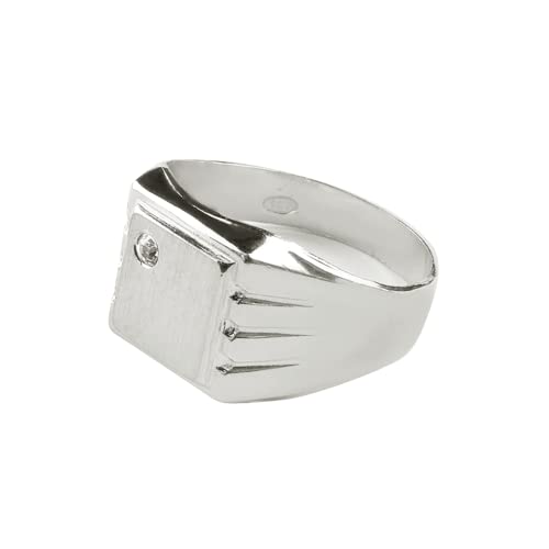AceLine Siegelring Zirkonia Damen Herren 925 Silber, Signet Ring, rhodiniert, made in Italy (54) von AceLine