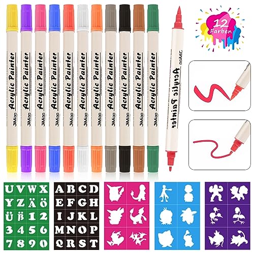 Acebwtoy Tattoo Stifte Kinder, 12 Farben Tatoostifte für Die Haut, Glitzer Tattoo Set Kinder mit 58 Kindertattoos Hautfreundlich Aufkleber Schablonen für Jungen Mädchen Geburtstage Party von Acebwhtoy