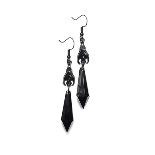Halloween-Gothic-Kristall-Ohrringe, Punk, Fledermaus, Vampir-Ohrringe, Schmuck für Damen, Large, Legierter Stahl, Kristall von Acekiily
