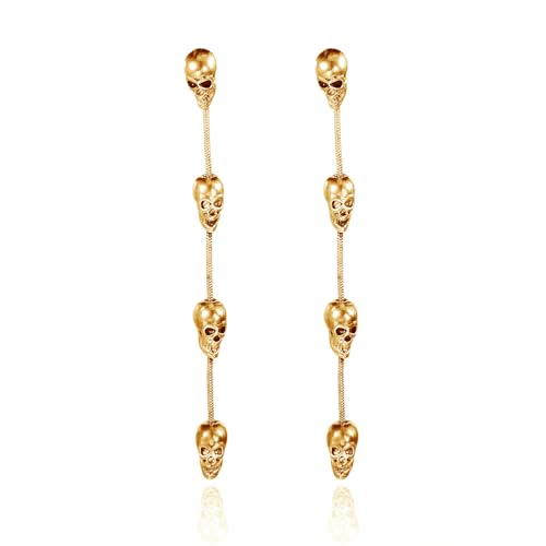 Halloween-Ohrringe, Punk, Gothic, Totenkopf-Schmuck für Damen, Large, Legierter Stahl, Kristall von Acekiily