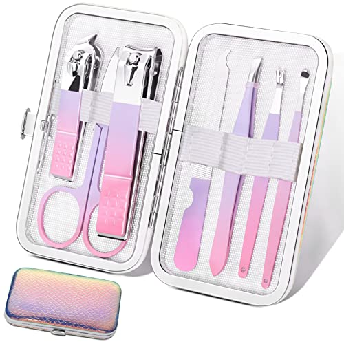 Maniküre Set Tragbare Reise Essential Nagelknipser Set, Mode Edelstahl Nagelknipser Pediküre Kit Pflege Geschenk für Männer Frauen Freunde und Eltern von Aceoce