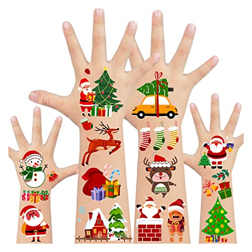 Acevegue 200 Stück Weihnachten Tattoos Kinder, Weihnachten Party Deko Temporäre Tattoos Kinder, Schneemann Weihnachtsbaum Weihnachtsassesoires für Jungen Mädchen Kinder Geschenke von Acevegue