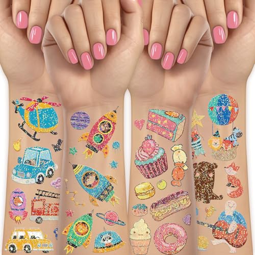 Acevegue 56 Blätter Tattoo Kinder, Glitzer Kindertattoos Hautfreundlich Aufkleber, Temporäre Wasserdichte Tattoos Mädchen Jungen, Fake Tattoos Geschenke Geburtstagsdeko Party Deko Acevegue 56 Blätter Tattoo Kinder, Glitzer Kindertattoos Hautfreundlich Aufkleber, Temporäre Wasserdichte Tattoos Mädchen Jungen, Fake Tattoos Geschenke Geburtstagsdeko Party Deko von Acevegue
