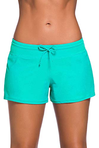 Acfoda Badeshorts Schnell Trocknendes Badehose Strand Bikinihose Sommer Damen Schwimmhose Frauen Wassersport UV Schutz Schwimmshorts Grün 50-52 von Acfoda
