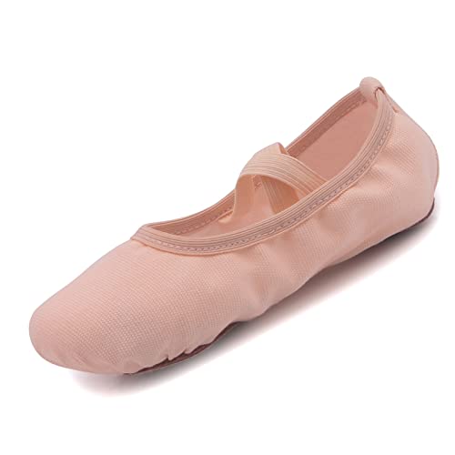 Acfoda Ballettschläppchen Damen Ballettschuhe Tanzschuhe Ballerina Schuhe Frauen Ballett Schläppchen mit Geteilte Sohle Beige 36 von Acfoda