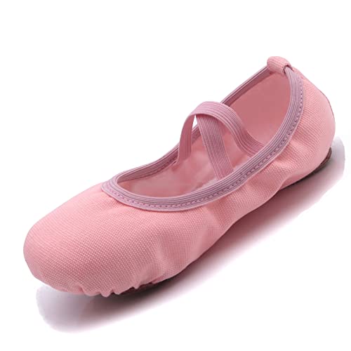 Acfoda Ballettschuhe Damen Ballettschläppchen Tanzschuhe Ballerina Schuhe Frauen Ballett Schläppchen mit Geteilte Sohle Hellrosa 35 von Acfoda