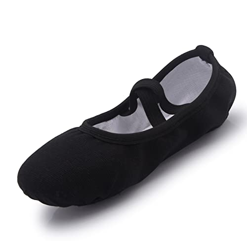 Acfoda Ballettschuhe Damen Ballettschläppchen Tanzschuhe Ballerina Schuhe Frauen Ballett Schläppchen mit Geteilte Sohle Schwarz 35 von Acfoda