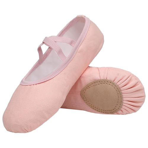 Acfoda Ballettschuhe Gymnastikschuhe Ballettschläppchen Mädchen Ballerinas Tanzschuhe Kinder Schläppchen, Hellrosa, Größe 24 von Acfoda