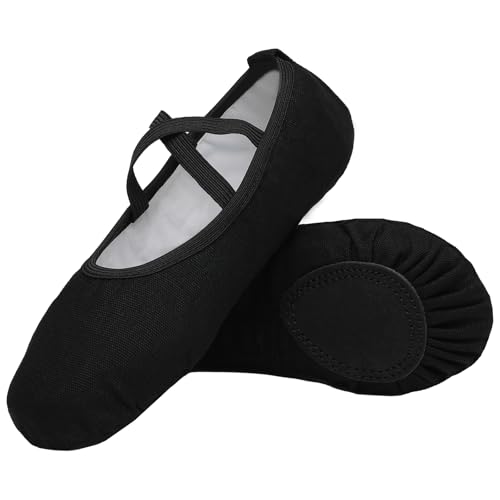 Acfoda Ballettschuhe Gymnastikschuhe Ballettschläppchen Mädchen Ballerinas Tanzschuhe Kinder Schläppchen, Schwarz, Größe 27 von Acfoda