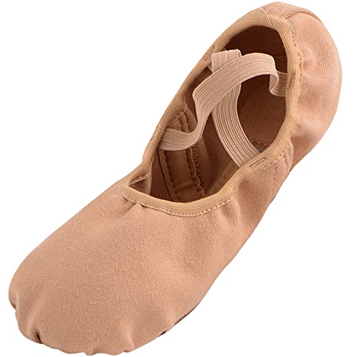 Acfoda Ballettschuhe Mädchen Ballettschläppchen Damen Tanzschuhe Kinder mit Geteilte Sohle Braun 35 von Acfoda