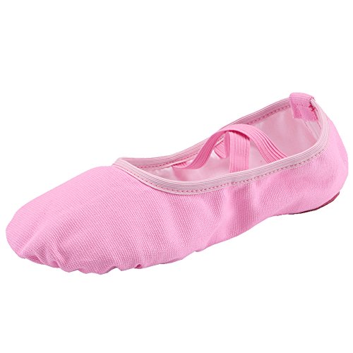 Acfoda Ballettschuhe Mädchen Leder Geteilte Sohle Ballettschläppchen Kinder aus Leinen Ballett Spitzenschuhe Anfänger Weich Pink Größe 24 von Acfoda