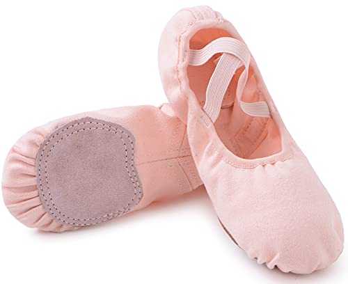 Acfoda Ballettschuhe Mädchen mit Geteilte Sohle Elastisch Schläppchen Kinder Leicht Ballettschläppchen Ballett Tanzschuhe Flach Weich Gymnastik Schuhe Pink 26 von Acfoda