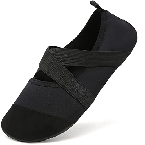 Acfoda Barfußschuhe Damen mit Klettverschluss Leicht Weiche Verstellbar Schwarz 37/38 EU = Herstellergröße 38/39 von Acfoda