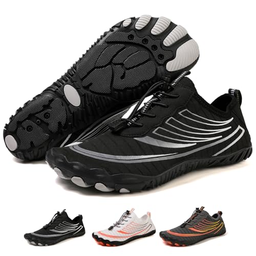 Acfoda Barfußschuhe Herren Damen Wasserschuhe Schnell Trocknend Badeschuhe Strandschuhe Schwimmschuhe Weich Leicht rutschfest Aquaschuhe Surfschuhe Fitnessschuhe Schwarz 39 von Acfoda