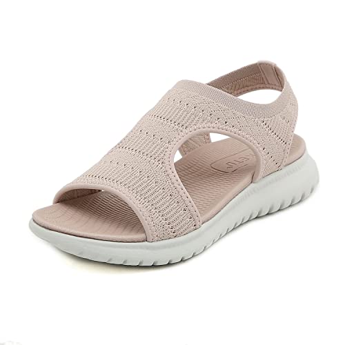 Acfoda Sandalen Damen Sommer Bequeme Leichte Orthopädische Sandale Weiche Sohle Casual Outdoor Sandaletten mit Fussbett Rosa 38 von Acfoda