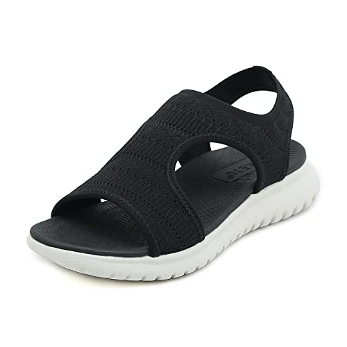 Acfoda Sandalen Damen Sommer Bequeme Leichte Orthopädische Sandale Weiche Sohle Casual Outdoor Sandaletten mit Fussbett Schwarz 40 von Acfoda