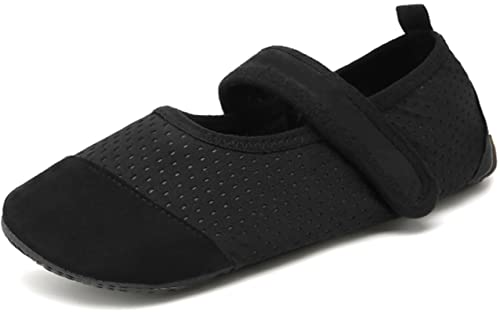 Acfoda Hausschuhe Damen Pantoffeln Sommer Leichte Rutschfest Hüttenschuhe Frauen Flache Bequeme Freizeit Barfußschuhe Schwarz 35/36 EU = Herstellergröße 36/37 von Acfoda