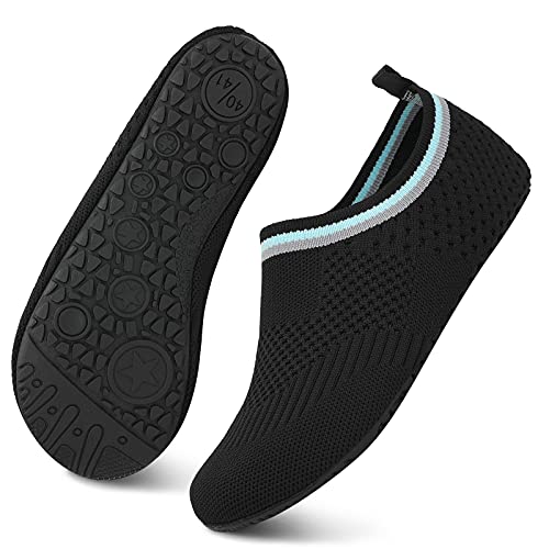 Acfoda Hausschuhe Herren Hüttenschuhe Bequeme Rutschfest Barfußschuhe Damen Sommer Indoor Outdoor Flache Weich Leichte Freizeit Pantoffeln Schwarz 36/37 von Acfoda