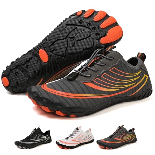 Acfoda Barfußschuhe Herren Damen Wasserschuhe Schnell Trocknend Badeschuhe Strandschuhe Schwimmschuhe Weich Leicht rutschfest Aquaschuhe Surfschuhe Fitnessschuhe Grau 42 von Acfoda