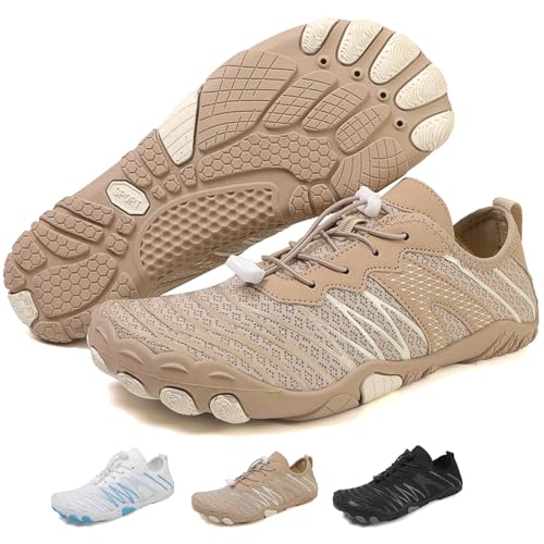 Acfoda Barfußschuhe Herren Damen Wasserschuhe Schnell Trocknend Badeschuhe Strandschuhe Schwimmschuhe Weich Leicht rutschfest Aquaschuhe Surfschuhe Fitnessschuhe Khaki 45 von Acfoda