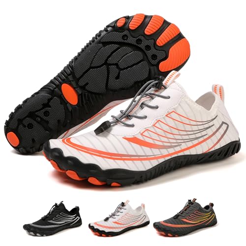 Acfoda Barfußschuhe Herren Damen Wasserschuhe Schnell Trocknend Badeschuhe Strandschuhe Schwimmschuhe Weich Leicht rutschfest Aquaschuhe Surfschuhe Fitnessschuhe Weiß 46 von Acfoda