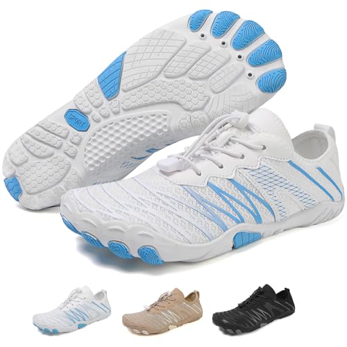 Acfoda Barfußschuhe Herren Damen Wasserschuhe Schnell Trocknend Badeschuhe Strandschuhe Schwimmschuhe Weich Leicht rutschfest Aquaschuhe Surfschuhe Fitnessschuhe Weiß 47 von Acfoda