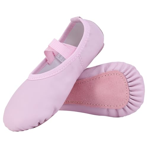 Acfoda Leder Ballettschuhe Mädchen Ballerinas Tanzschuhe Ganze Ledersohle Ballettschläppchen Damen Erwachsene Gymnastikschuhe Balettschlappen Kinder für Tanz Trainings Rosa 33 von Acfoda