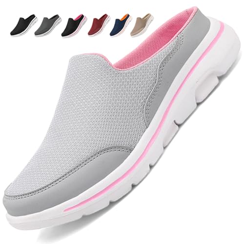 Acfoda Mesh Clogs Hausschuhe Damen Leichte Slip on Pantoletten Sommer Atmungsaktive rutschfeste Gartenschuhe Freizeit Sabots Grau 40 von Acfoda