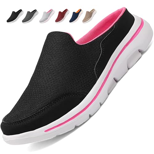 Acfoda Mesh Clogs Hausschuhe Damen Leichte Slip on Pantoletten Sommer Atmungsaktive rutschfeste Gartenschuhe Freizeit Sabots Schwarz 40 von Acfoda