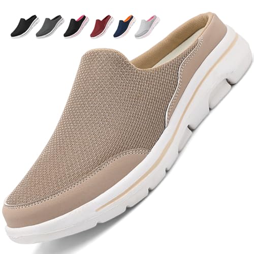 Acfoda Mesh Clogs Hausschuhe Herren Leichte Slip on Pantoletten Sommer Atmungsaktive rutschfeste Gartenschuhe Freizeit Sabots Khaki 44 von Acfoda