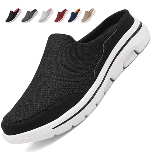 Acfoda Mesh Clogs Hausschuhe Herren Leichte Slip on Pantoletten Sommer Atmungsaktive rutschfeste Gartenschuhe Freizeit Sabots Schwarz 48 von Acfoda