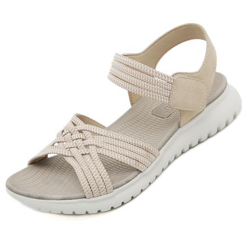 Acfoda Sandalen Damen Sommer Bequeme Leichte Orthopädische Sandale Weiche Sohle Casual Outdoor Sandaletten mit Fussbett Beige 39 Acfoda Sandalen Damen Sommer Bequeme Leichte Orthopädische Sandale Weiche Sohle Casual Outdoor Sandaletten mit Fussbett Beige 39 von Acfoda