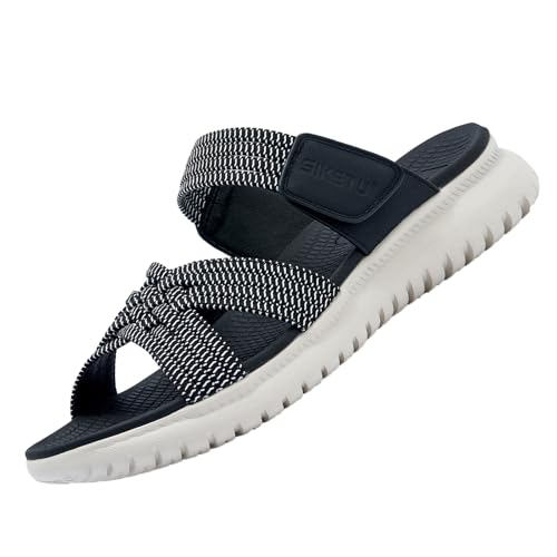 Acfoda Sandalen Damen Sommer Bequeme Pantoletten Leichte Hausschuhe Weiche Latschen Casual Schlappen Elegant Slipper Hausschlappen Sandale mit Fussbett Schwarz 41 von Acfoda