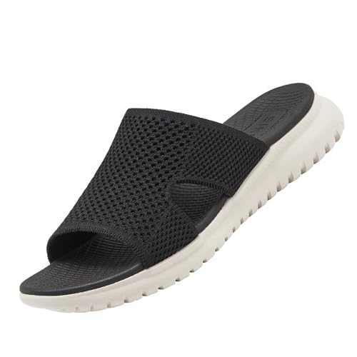 Acfoda Sandalen Damen Sommer Bequeme Pantoletten Leichte Hausschuhe Weiche Latschen Casual Schlappen Elegant Slipper Hausschlappen Sandale mit Fussbett Schwarz B 41 von Acfoda